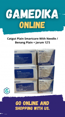 CATGUT PLAIN SMARTCARE WITH NEEDLE (BENANG PLAIN + JARUM 12'S - 2/0)