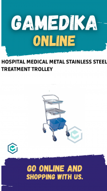 HOSPITAL MEDICAL METAL STAINLESS STEEL TREATMENT TROLLEY