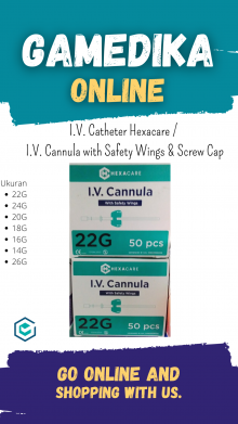 I.V. CATHETER HEXACARE / I.V. CANNULA WITH SAFETY WINGS & SCREW CAP - 22G PER PCS